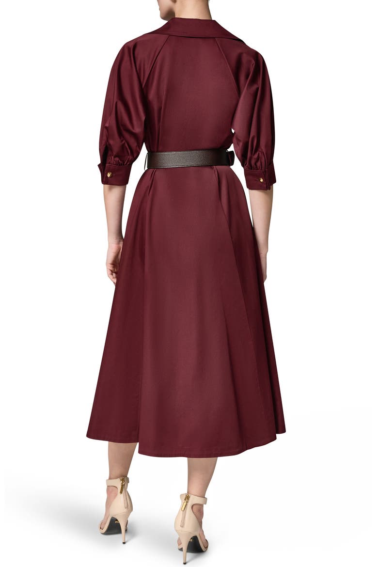 Belted Stretch Cotton Midi Shirtdress