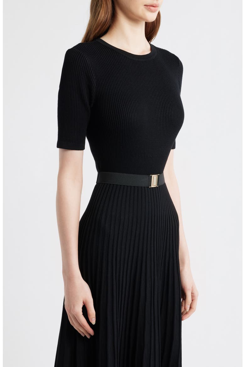 Belted Fit & Flare Sweater Dress