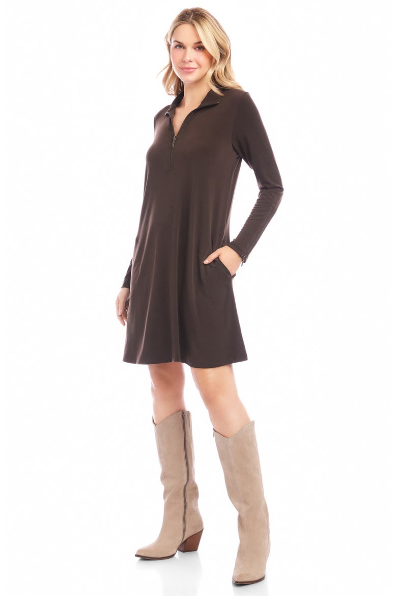 Half Zip Long Sleeve Travel Jersey Dress