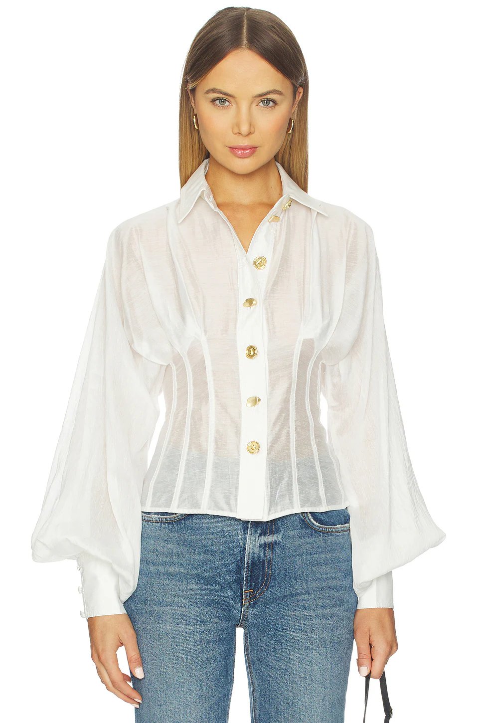 Aje Alexa Shirt in Ivory - Image 1