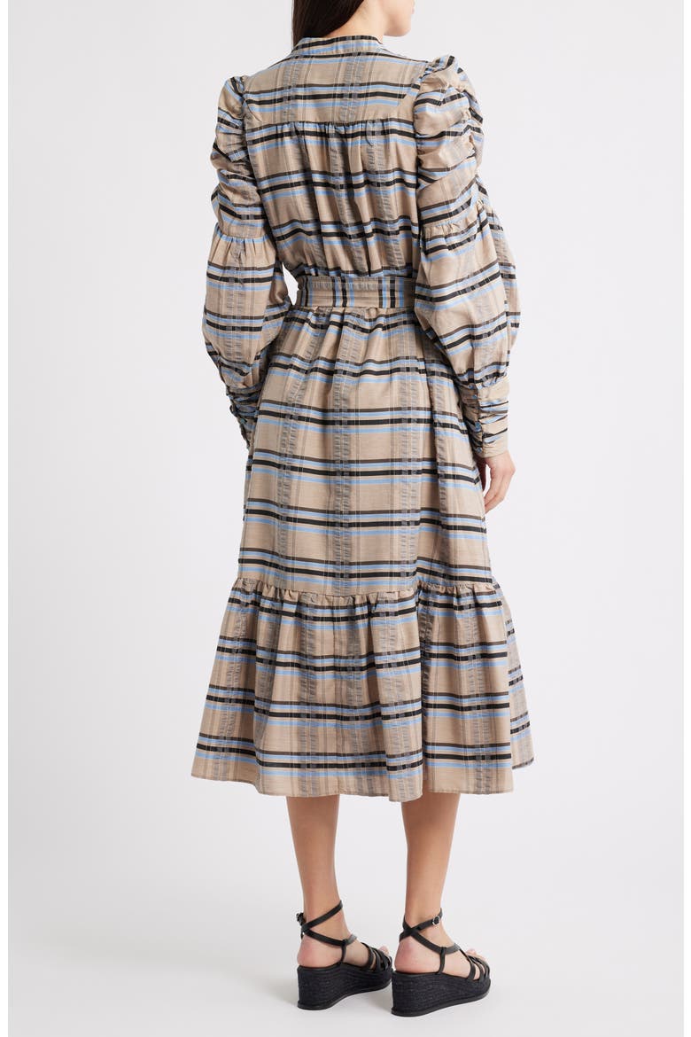 Mariyah Long Sleeve Seersucker Midi Dress