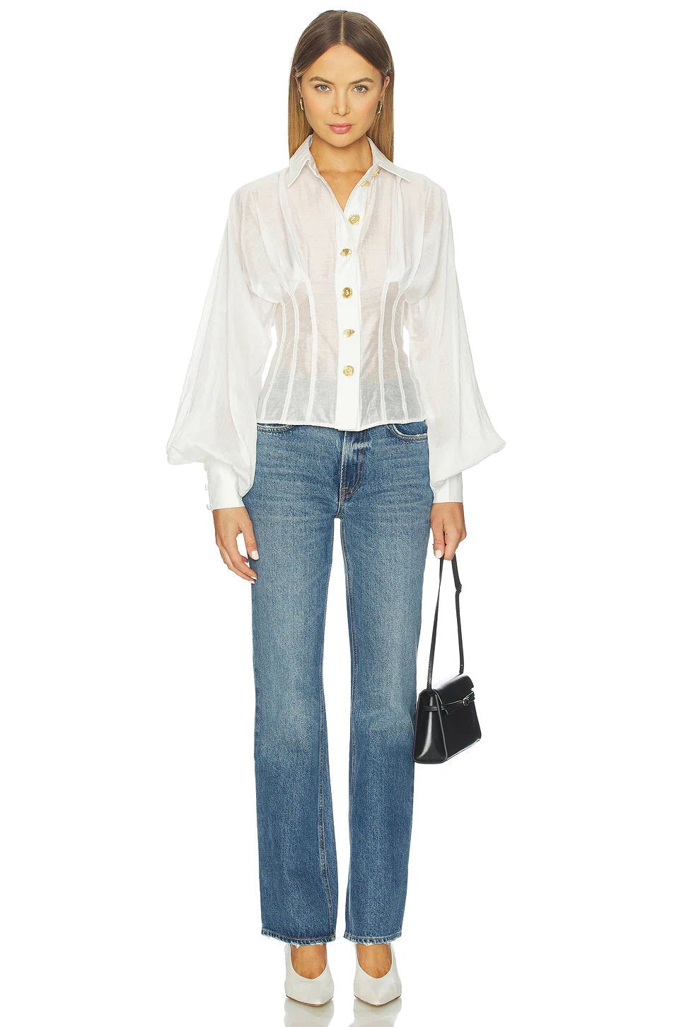 Aje Alexa Shirt in Ivory - Image 4