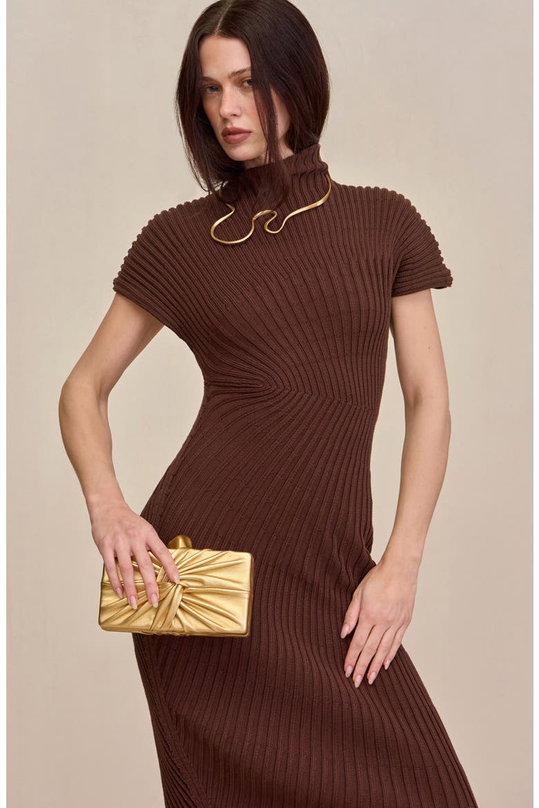 Chrysta Turtleneck Rib Midi Sweater Dress
