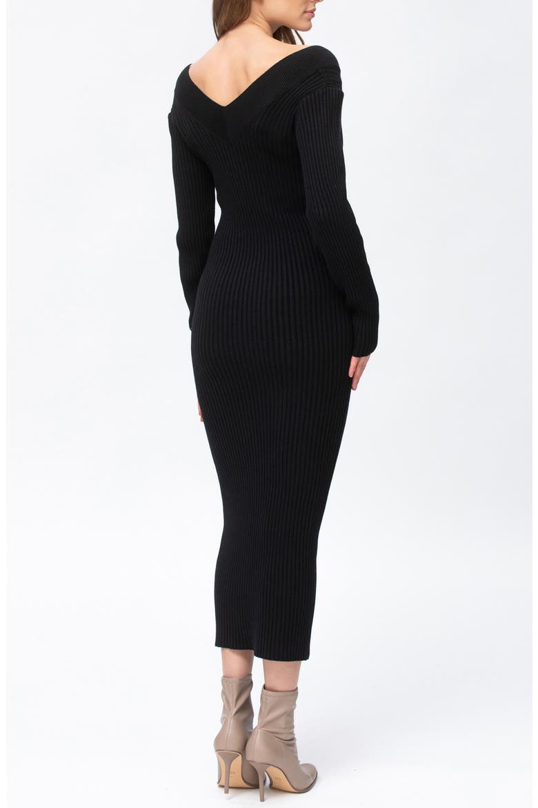 Rib Long Sleeve Maternity Midi Sweater Dress