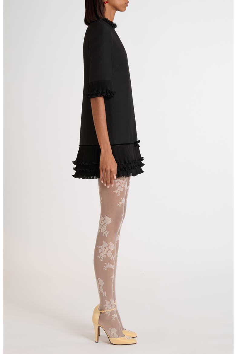 Ruffle Trim Crepe Couture Minidress