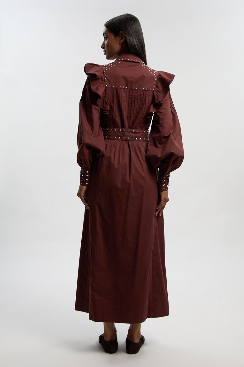 Cotton Studded Maxi Shirt Dress
