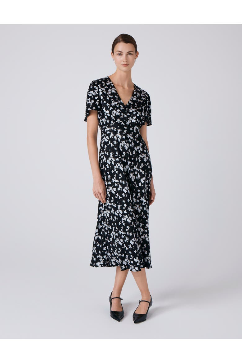 Elizabeth Floral Satin Midi Tea Dress