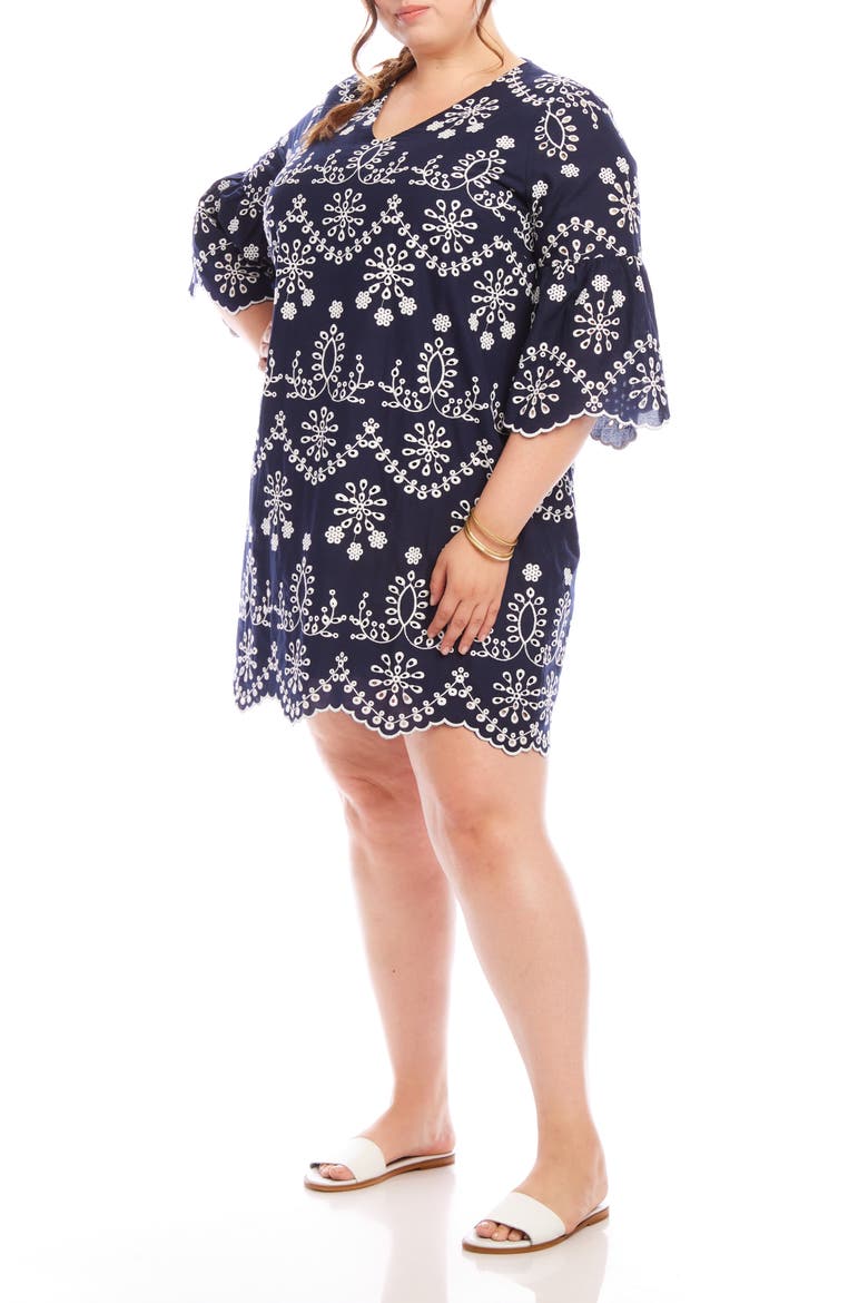 Embroidered Flare Sleeve Cotton Dress