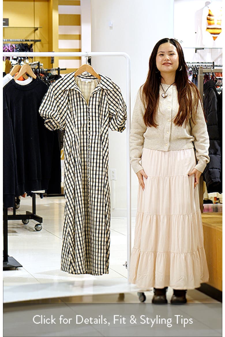 Gingham Puff Sleeve Midi Shirtdress
