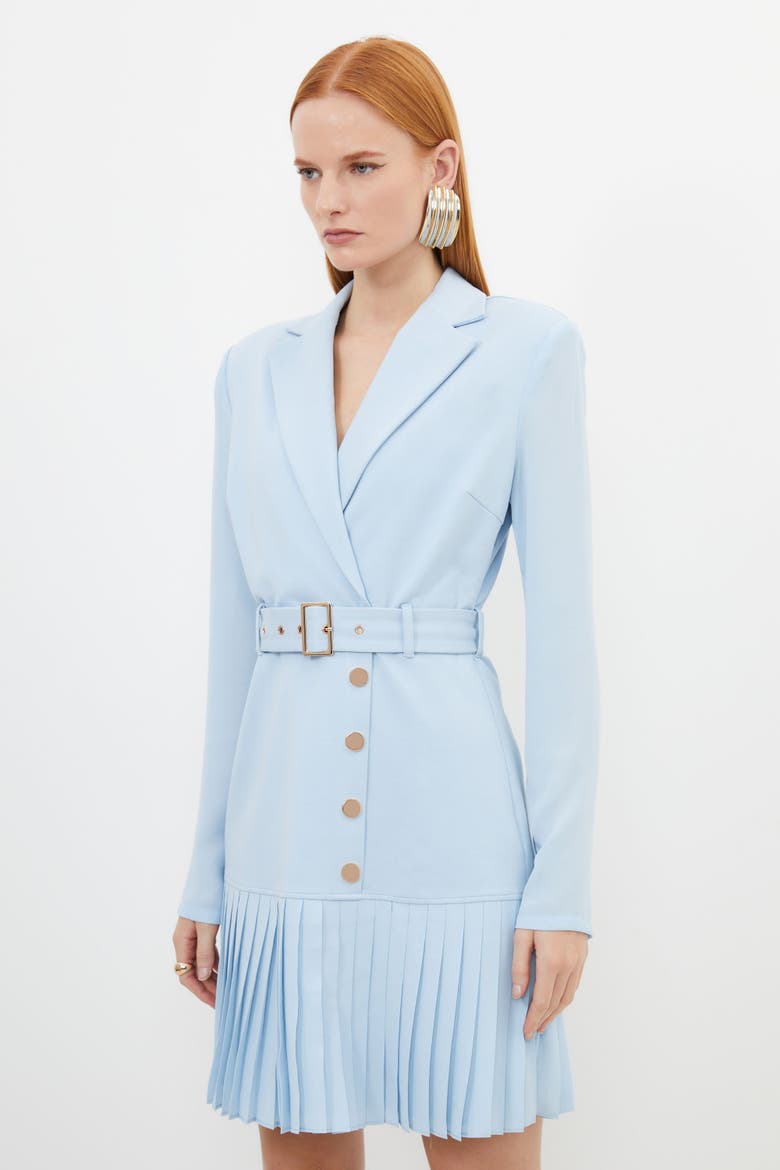 Pleated Skirt Collared Mini Dress
