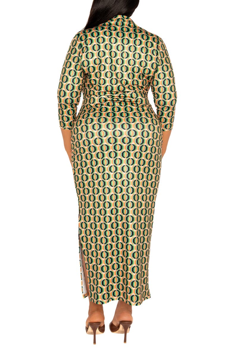 Geometric Print Body-Con Maxi Dress