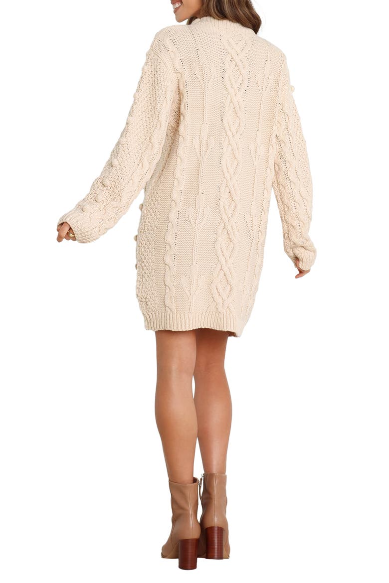 Mona Cable Stitch Long Sleeve Sweater Minidress