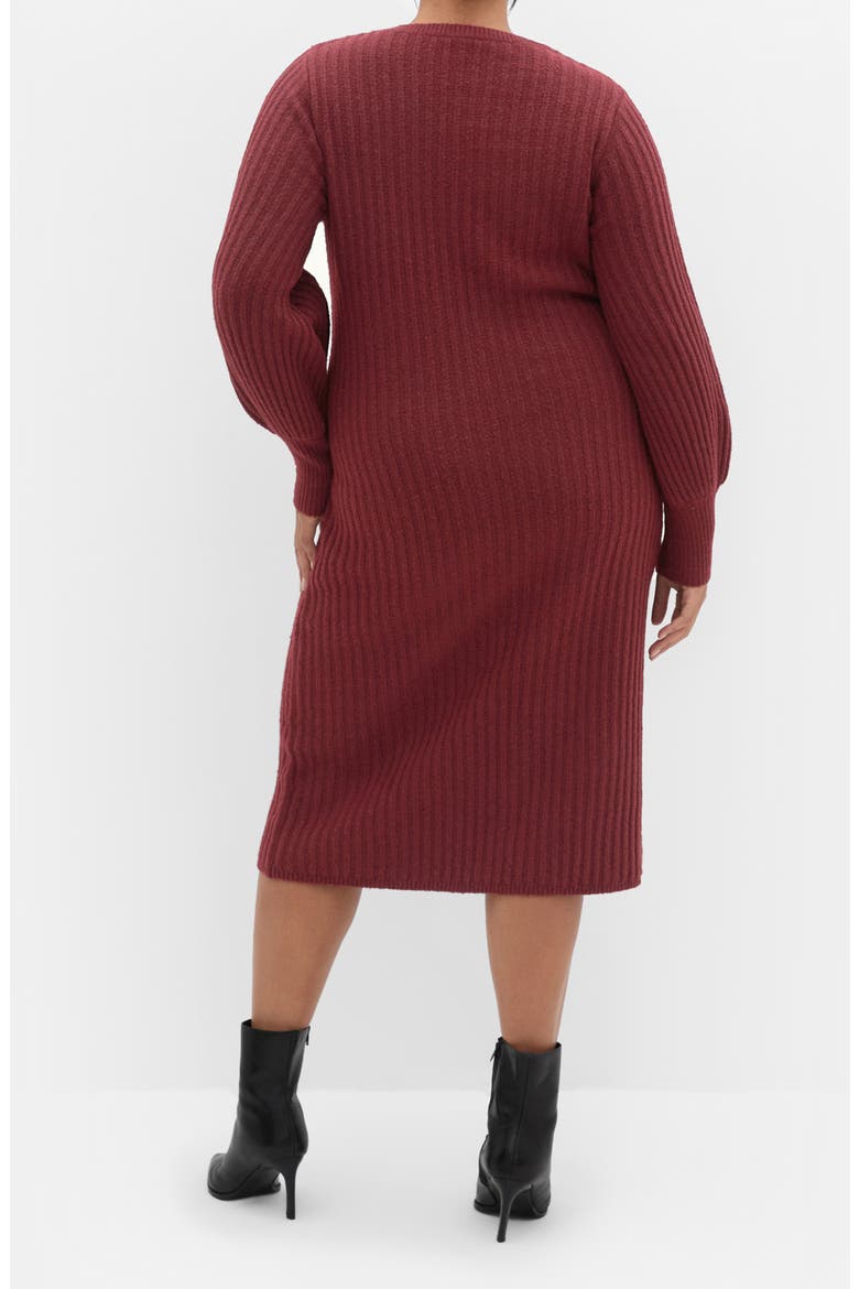 Sarah Long Sleeve Rib Sweater Midi Dress