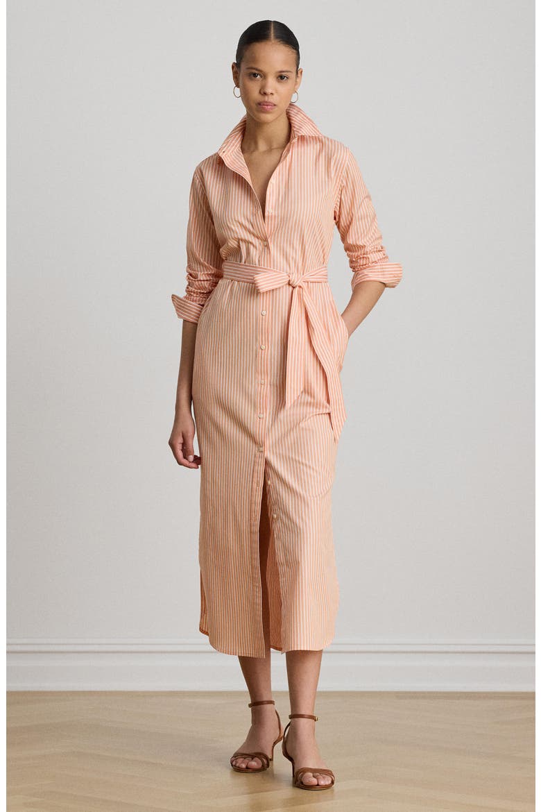 Stripe Long Sleeve Midi Shirtdress