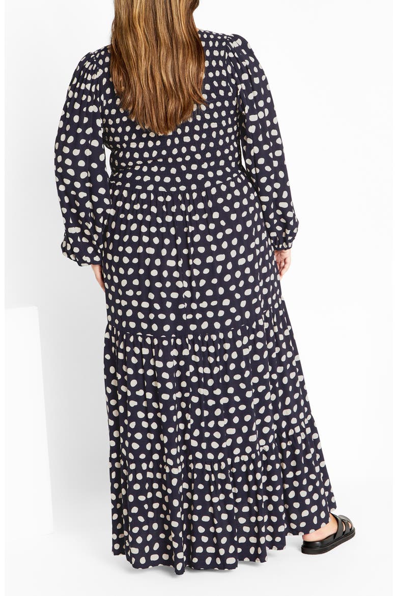 Adley Printed Smocked Bodice Long Sleeve Maxi Dress