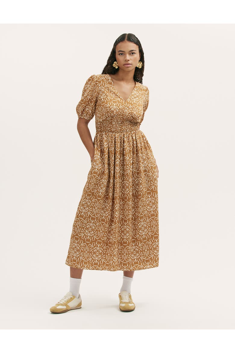 Kiara Printed V-Neck Midi Dress