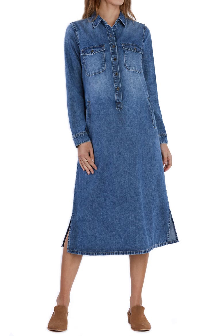 Fab Long Sleeve Denim Midi Shirtdress