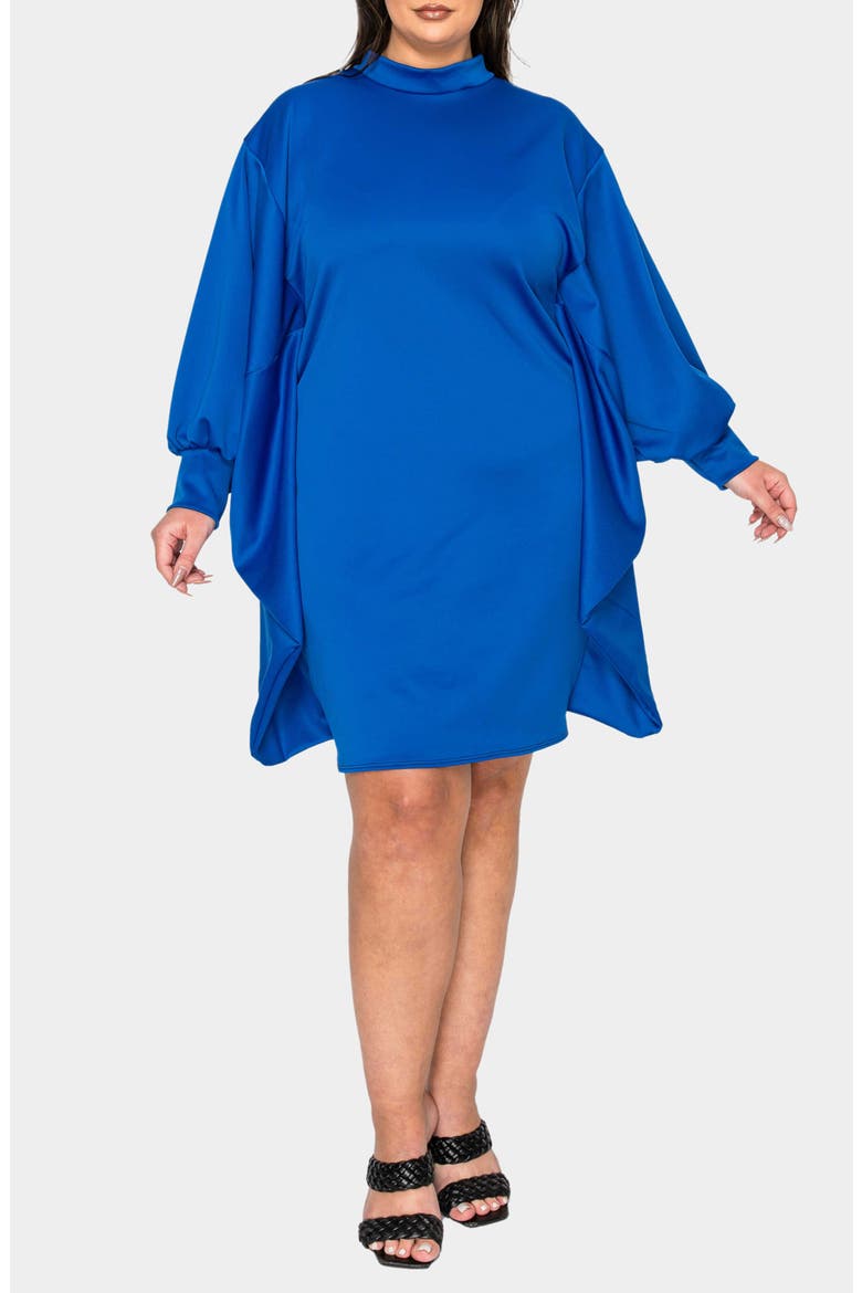 Alivera Cocoon Mock Neck Satin Minidress