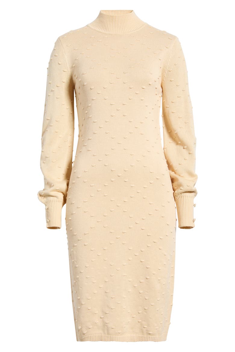 Bobble Diamond Stitch Long Sleeve Sweater Dress