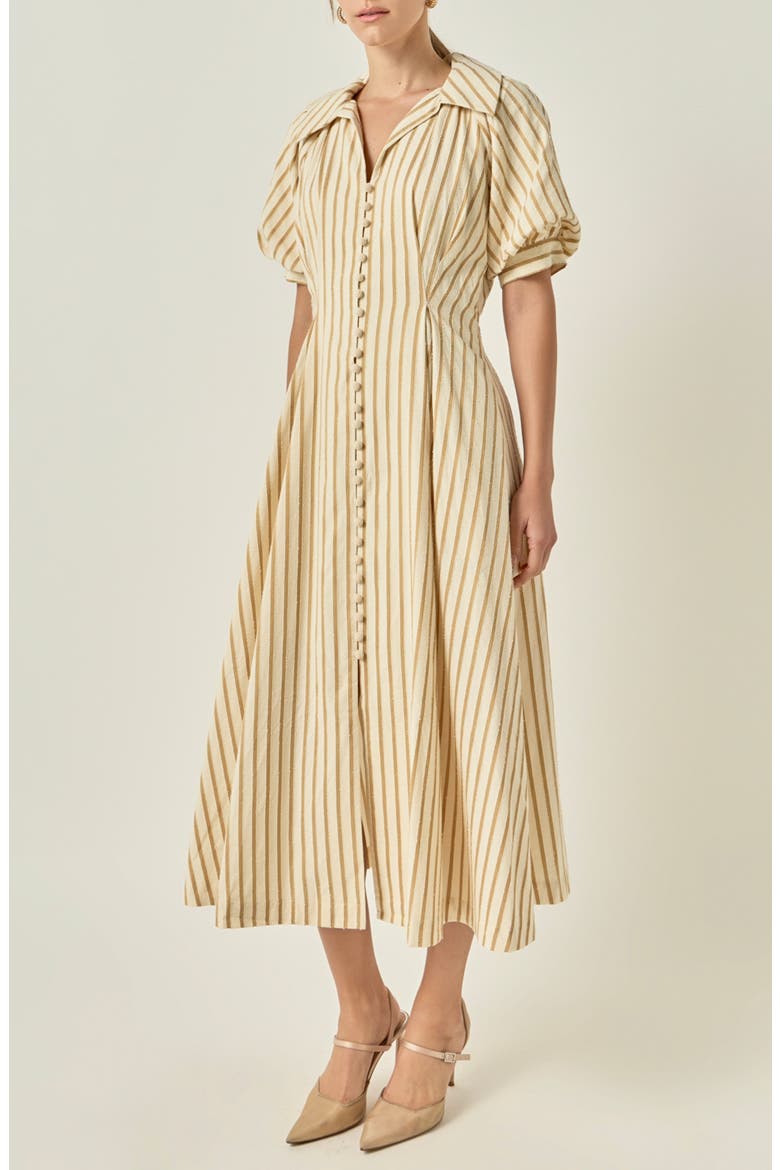 Striped Fit and Flare Midi Dress
