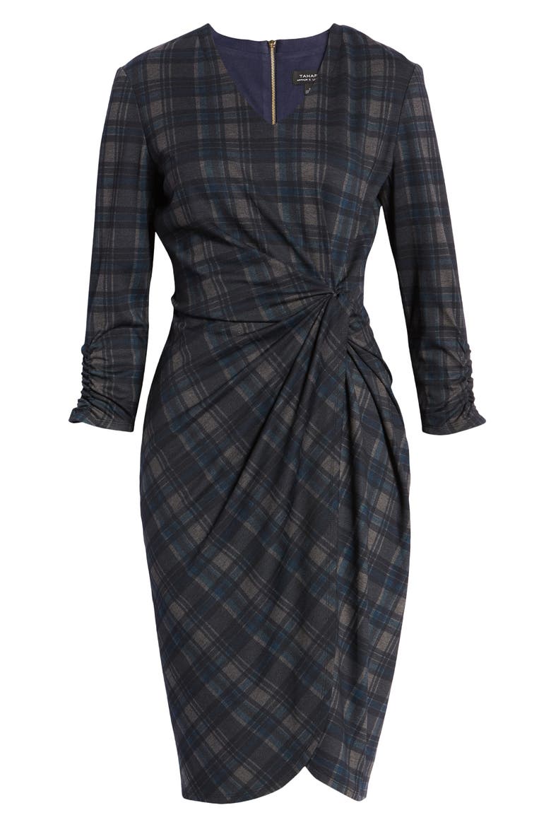 Plaid V-Neck Sheath Dress