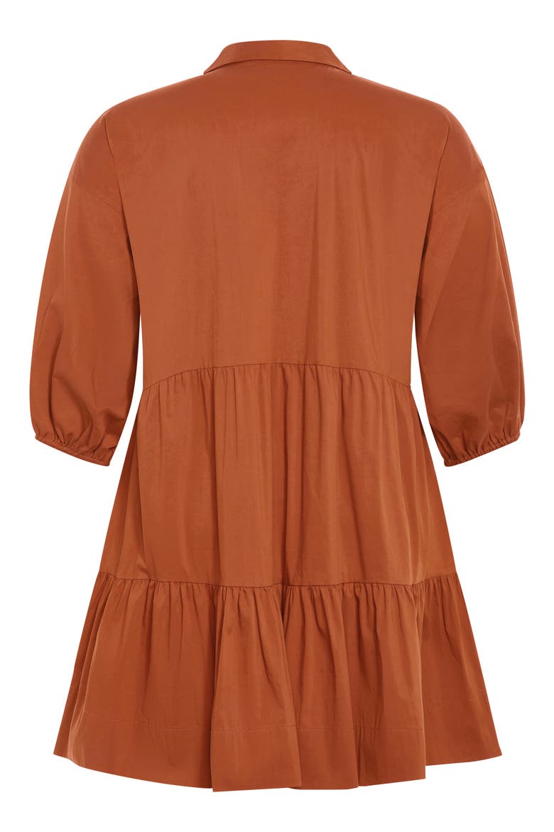 Kiara Balloon Sleeve Tiered Shirtdress