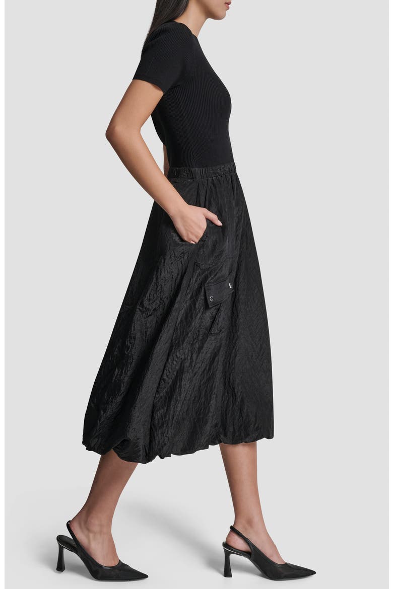 Mixed Media Cargo Pocket Midi Dress