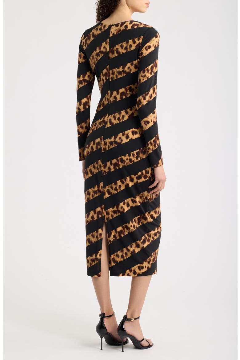 Leopard Stripe Long Sleeve Maxi Dress