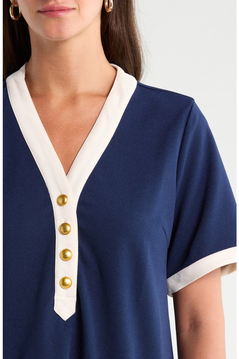 Durmela Contrast Trim Shift Minidress