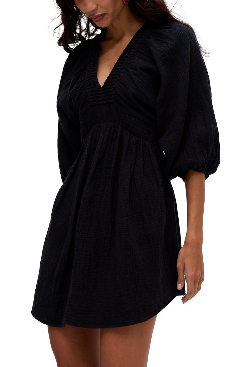 Soipoi Ruched V-Neck Midi Dress