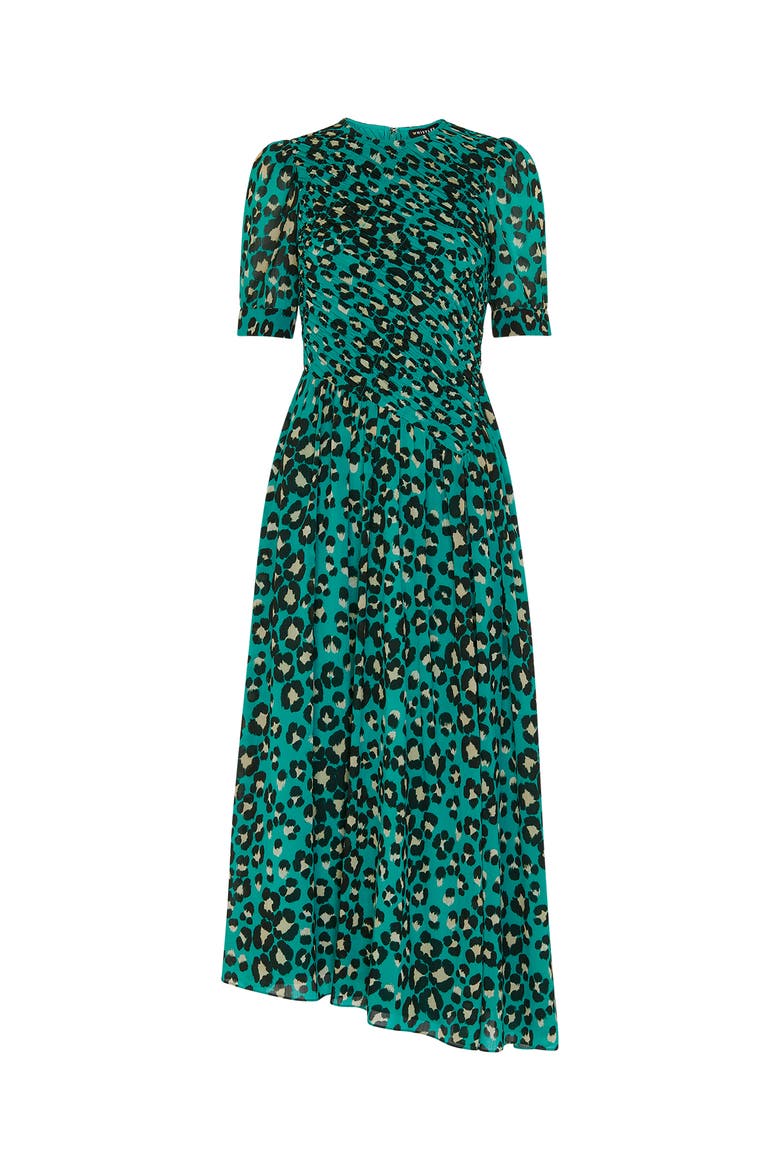 Painted Leopard Shirred Dress