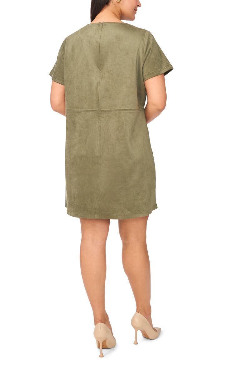 Faux Suede Paneled Shift Minidress