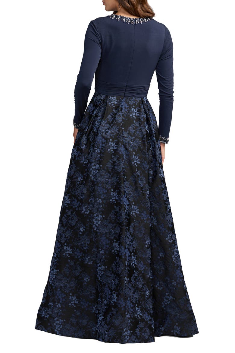 Petite Embellished Brocade Floral Ball Gown