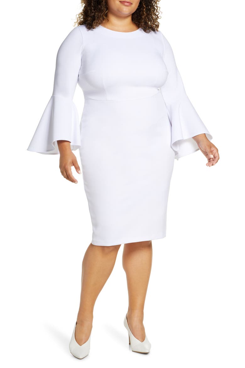 Bell Sleeve Scuba Crepe Dress