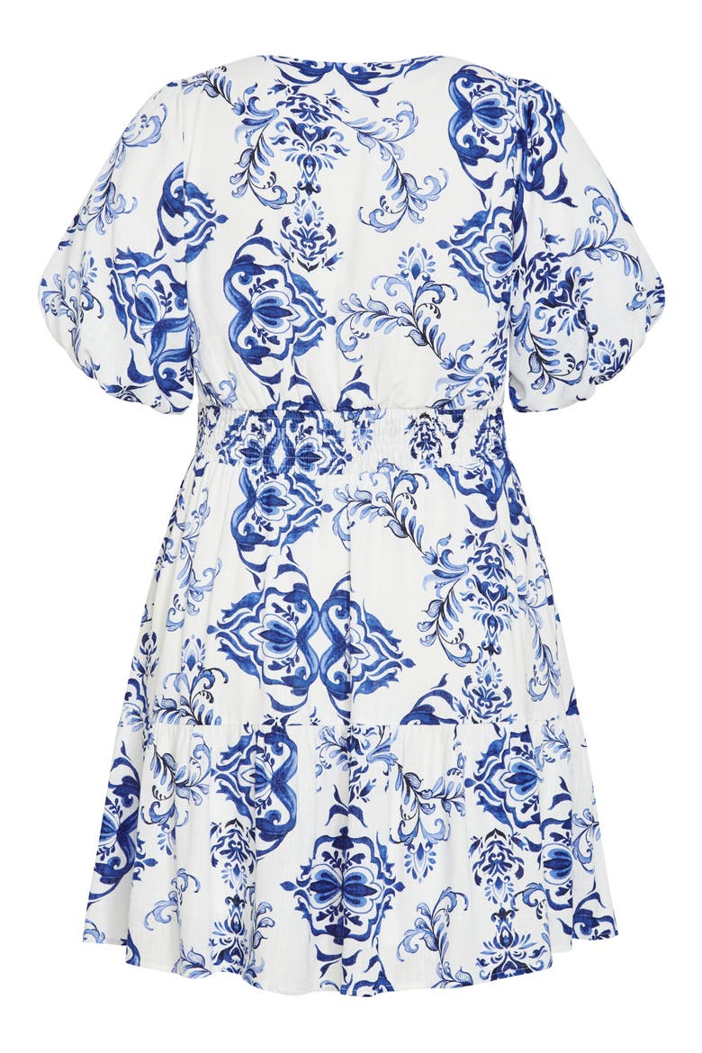 Winslow Print Ruffle Hem Puff Sleeve Dress
