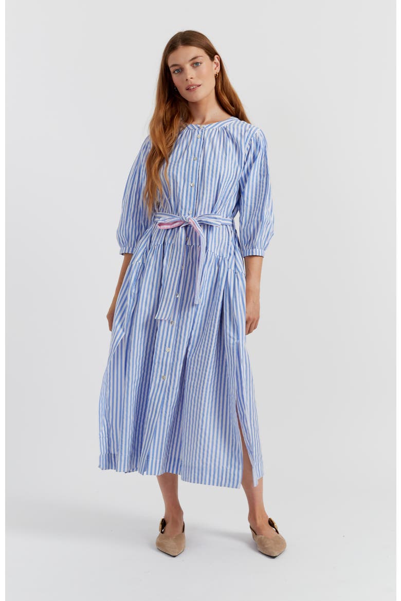 Oxford Stripe Cotton Shirt Dress