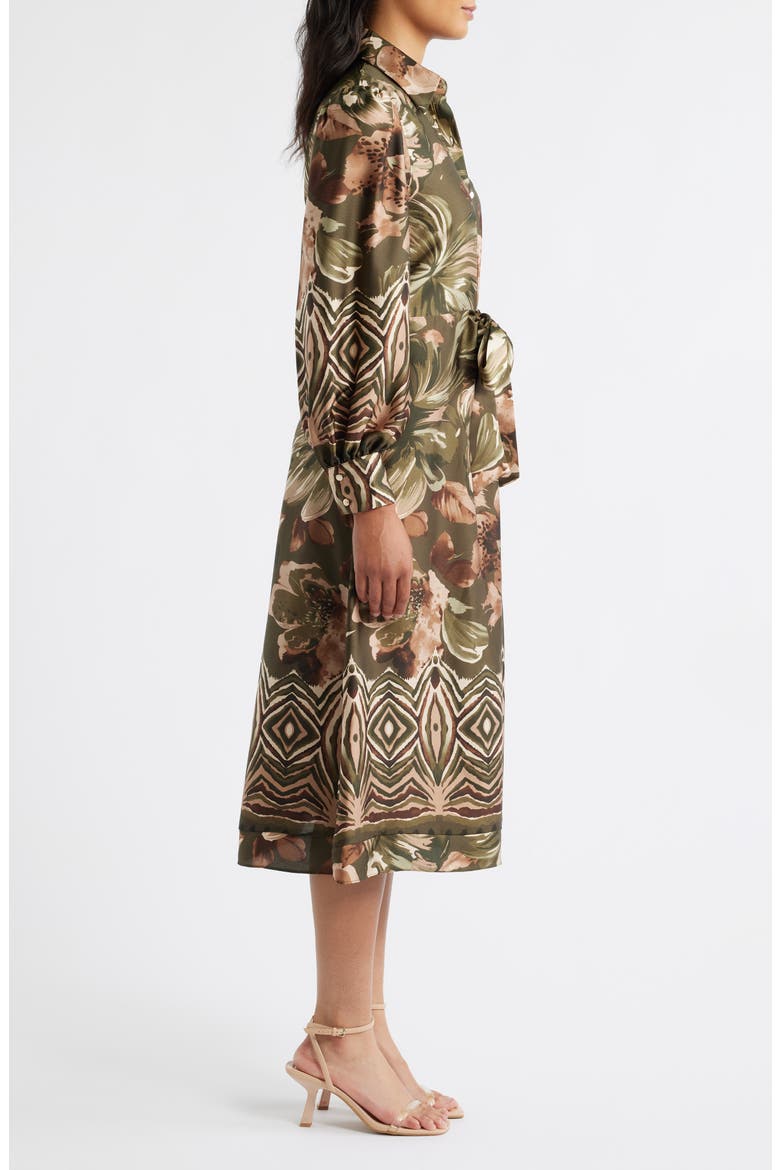 Print Long Sleeve Shirtdress