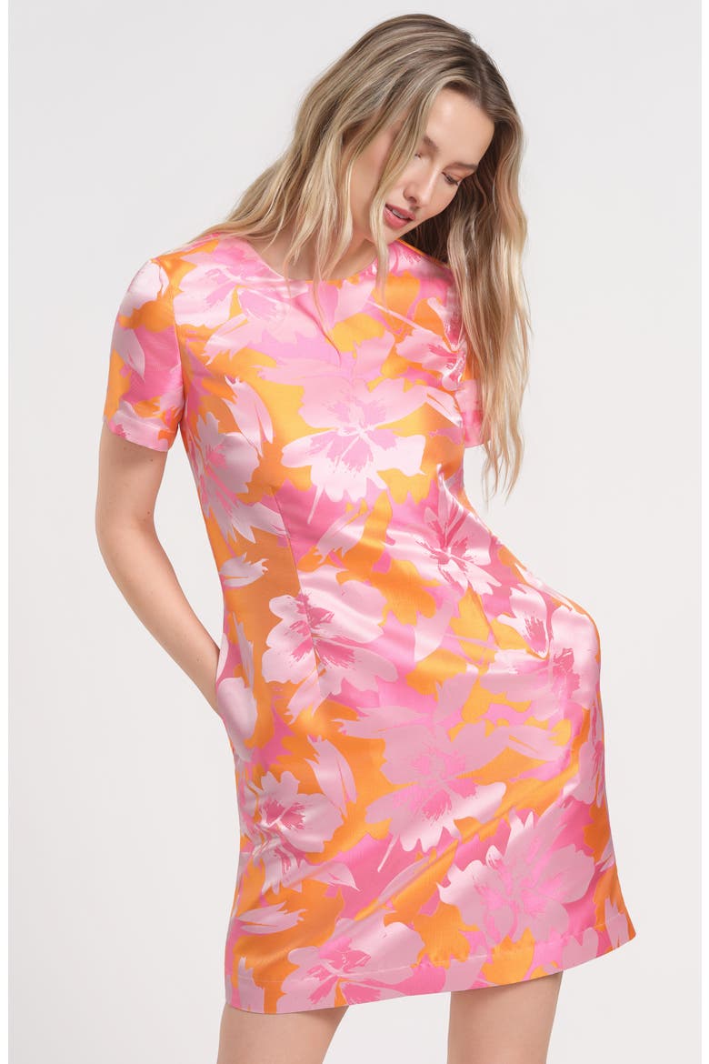 Floral Satin Brocade Minidress