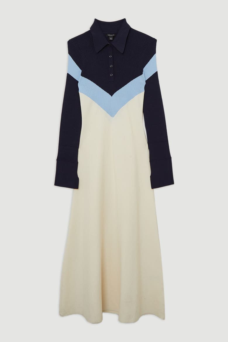 Rib-Knit Polo Top Maxi Dress