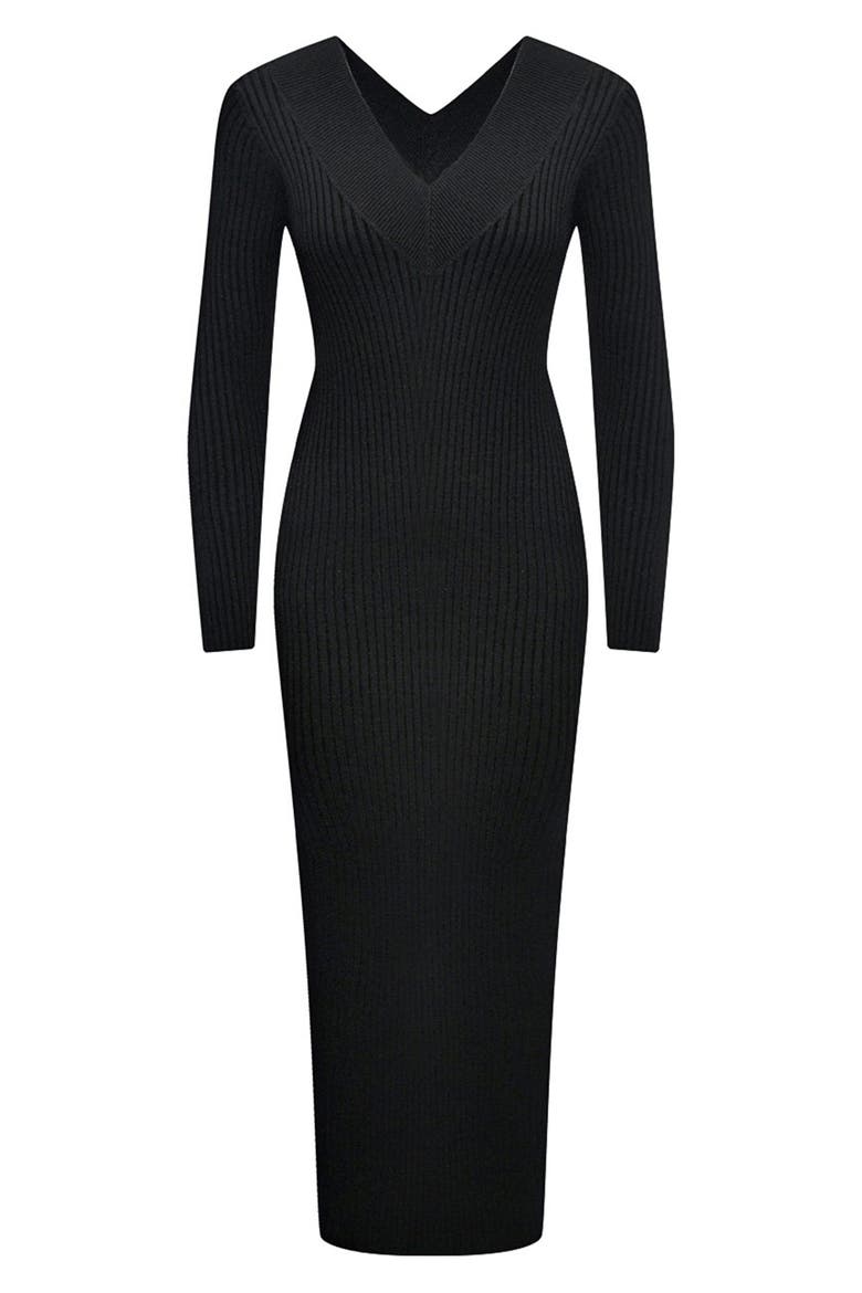 Rib Long Sleeve Maternity Midi Sweater Dress