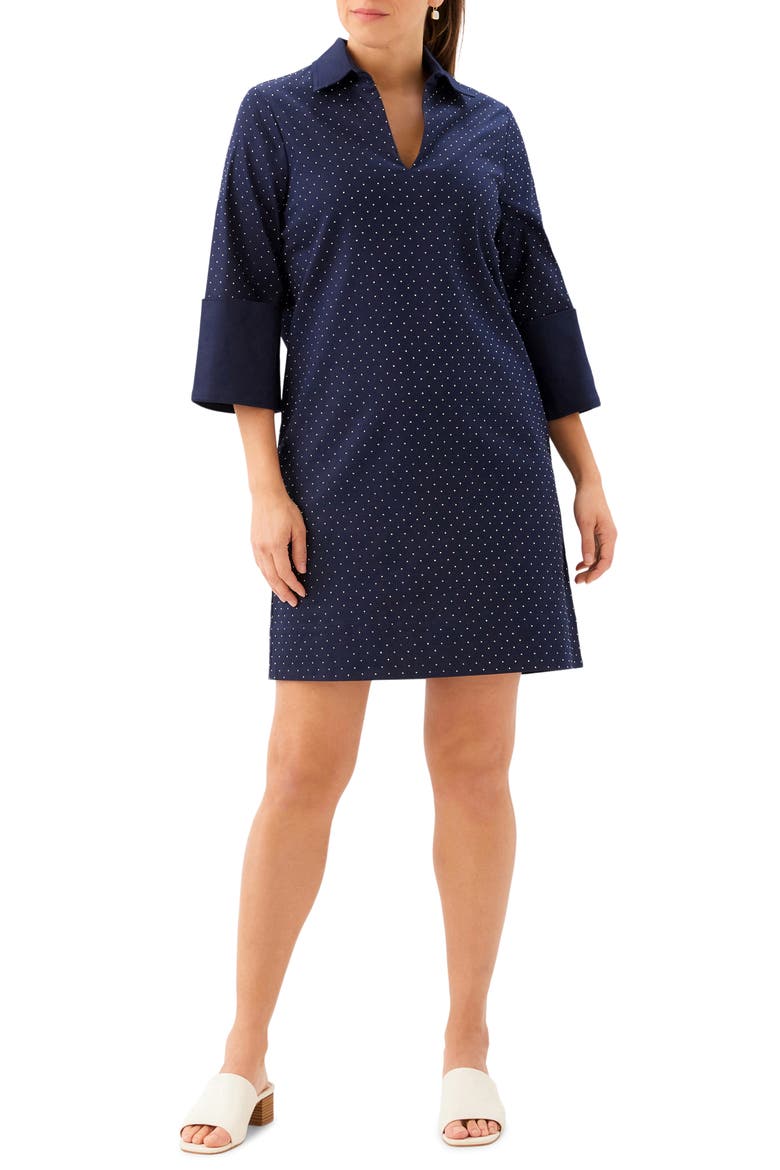 Diamante Detail Stretch Cotton Shift Dress