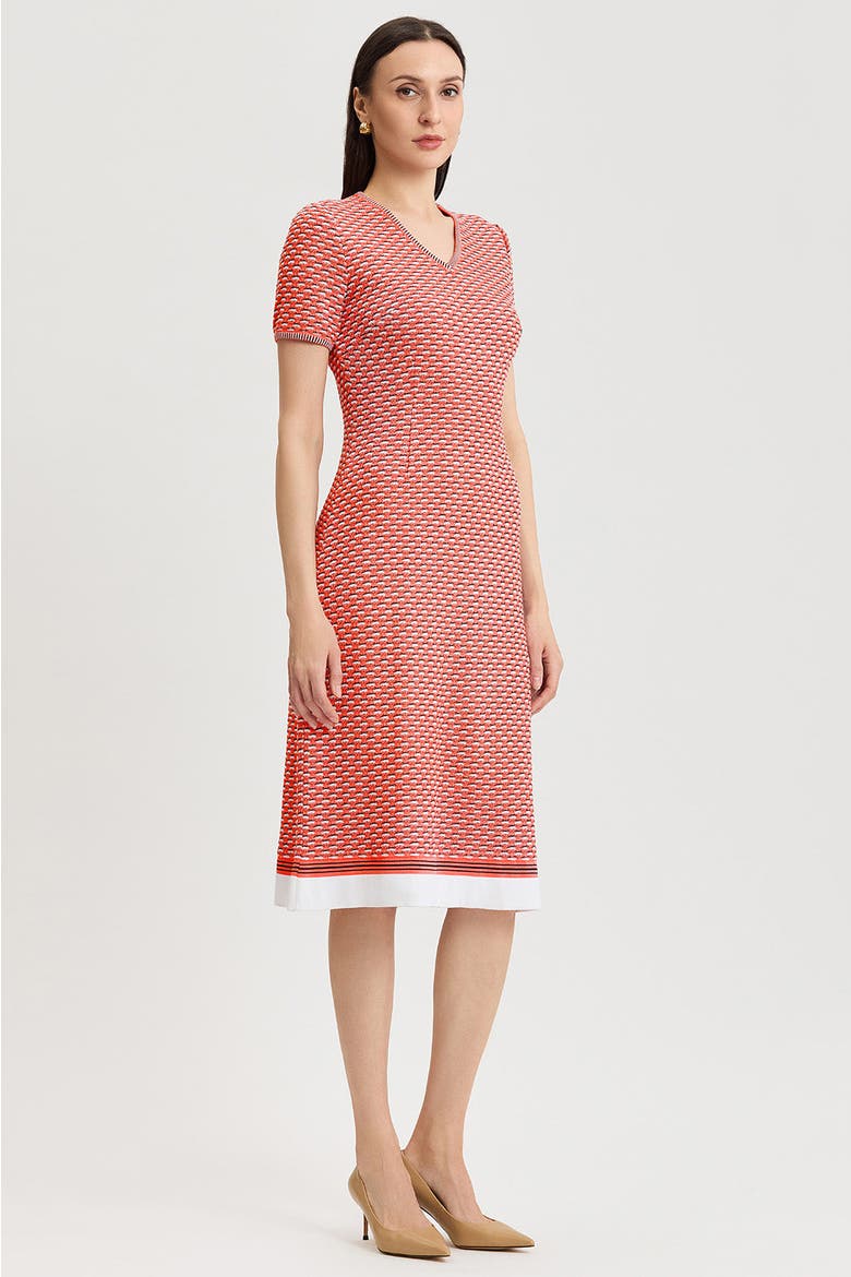 A-Line Textured Multi-Stitch Midi Dress
