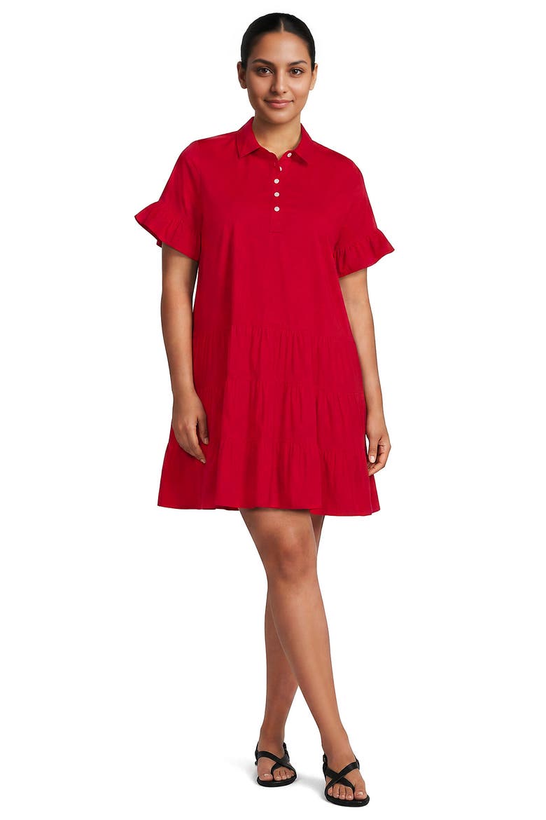 Plus Size Poplin Flutter Sleeve Knee Length Popover Dress