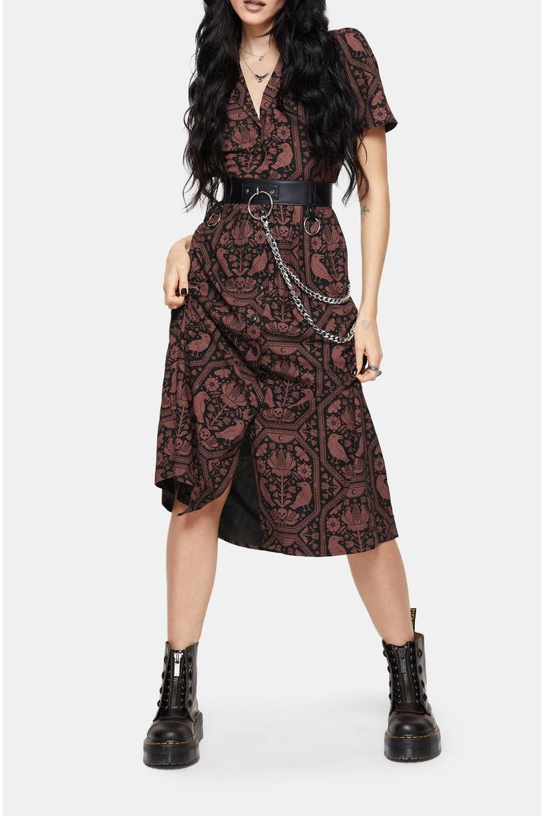 Annabel Raven Print Midi Shirt Dress