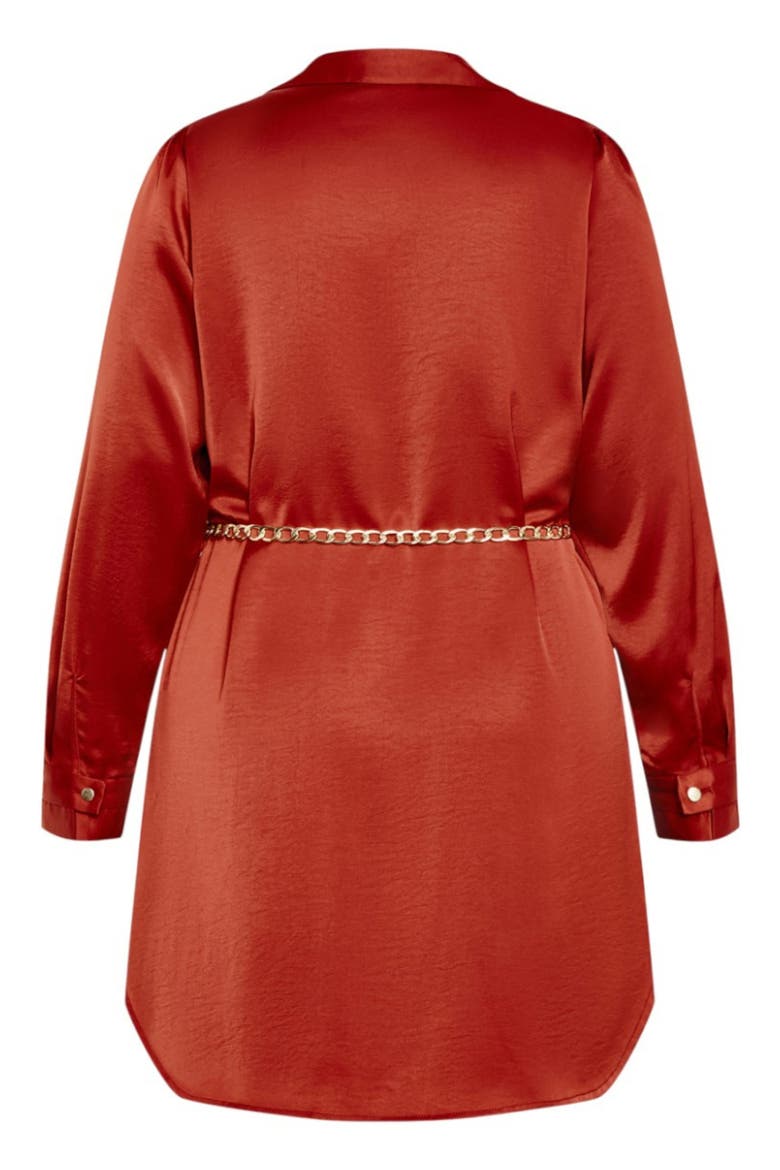 Harmoni Long Sleeve Satin Shirtdress