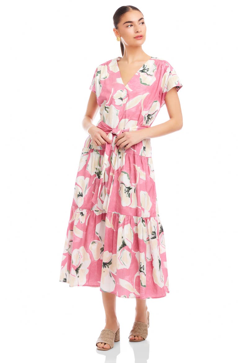Kristine Floral Tiered Cotton Midi Dress