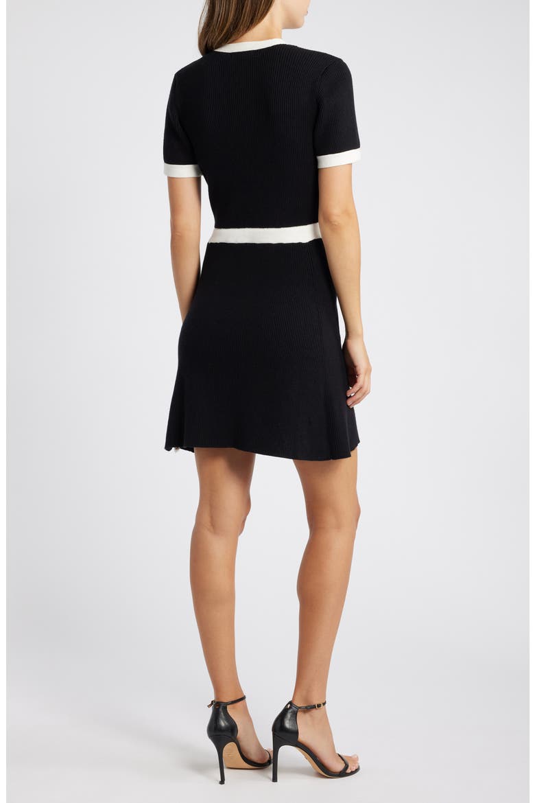 Contrast Button Rib Minidress