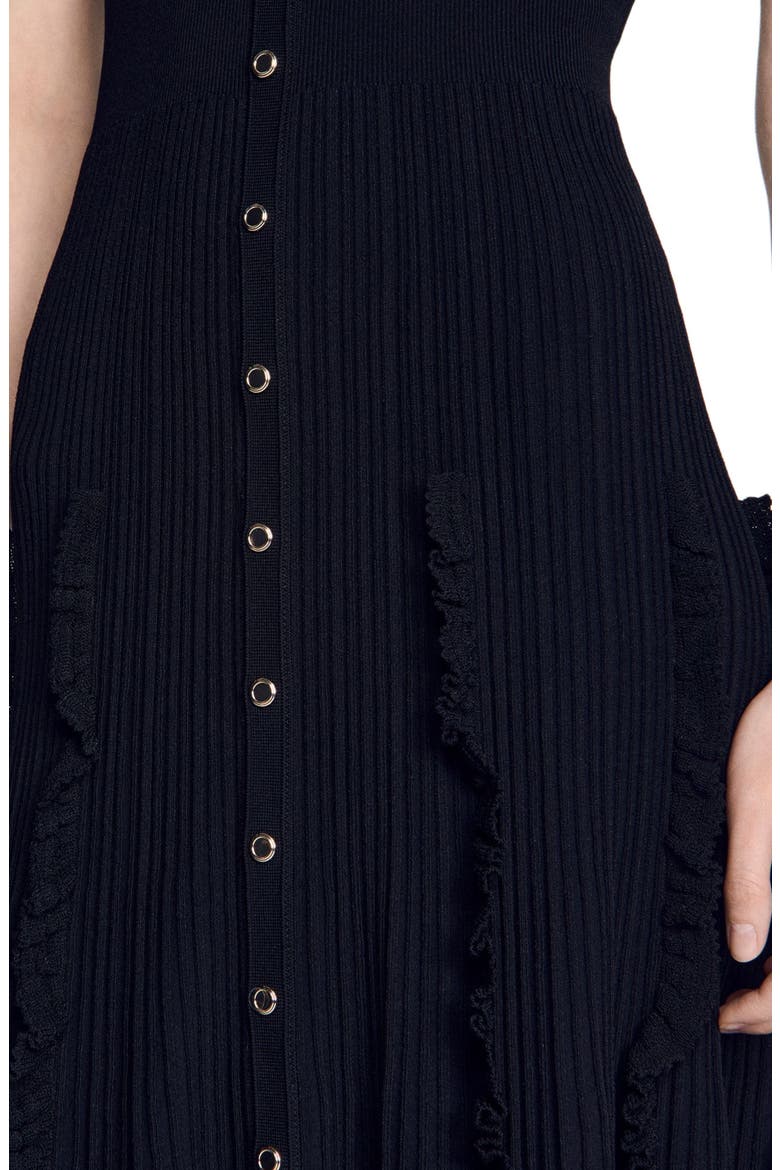 Knit maxi dress with ruffles