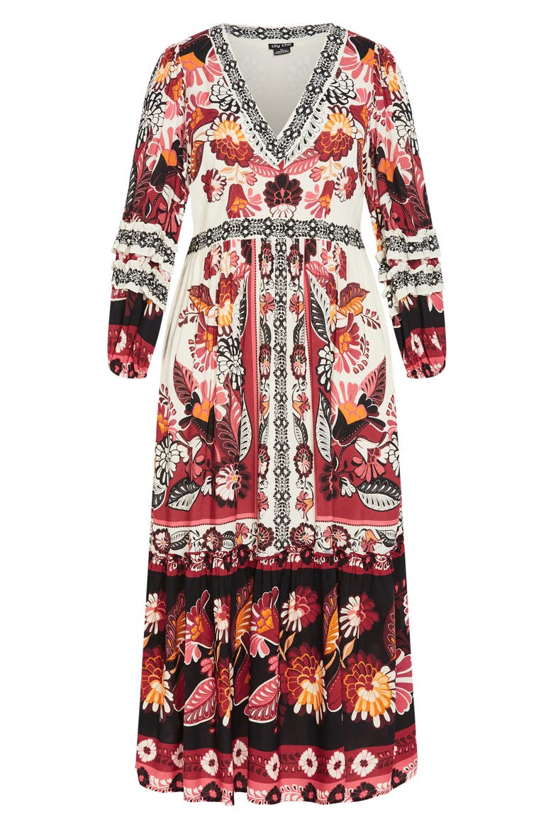 Malia Mixed Print Long Sleeve Maxi Dress