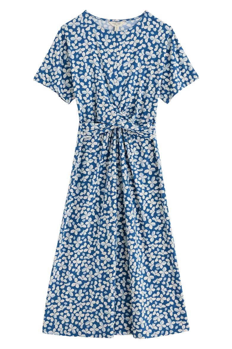 Water Mint Twist Front Organic Cotton Blend Midi Dress